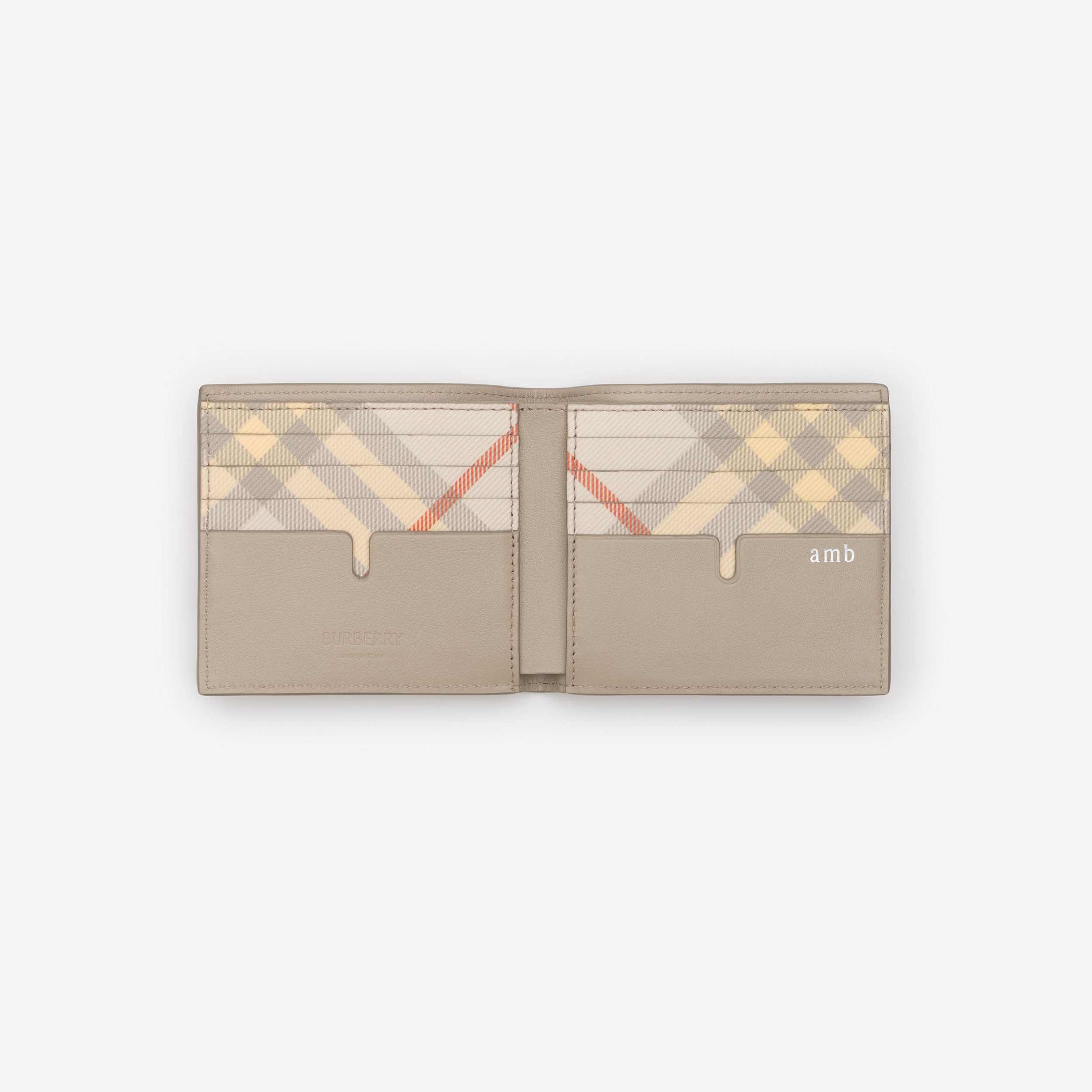 Pop Check Bifold Wallet in Mushroom beige/pebble beige - Men, Leather | Burberry® Official